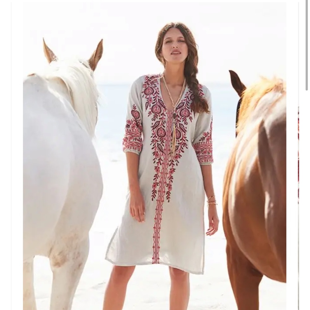 Johnny Was Oranda V-Neck Djellaba Kaftan Dress